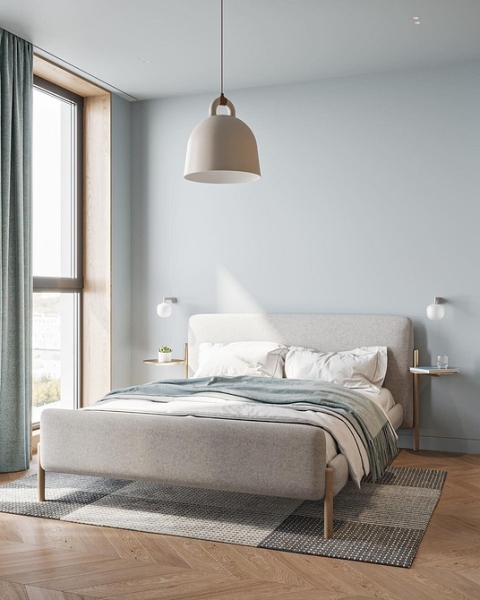 Голубая спальня: идеи оформления, подходящие стили и 110 фото