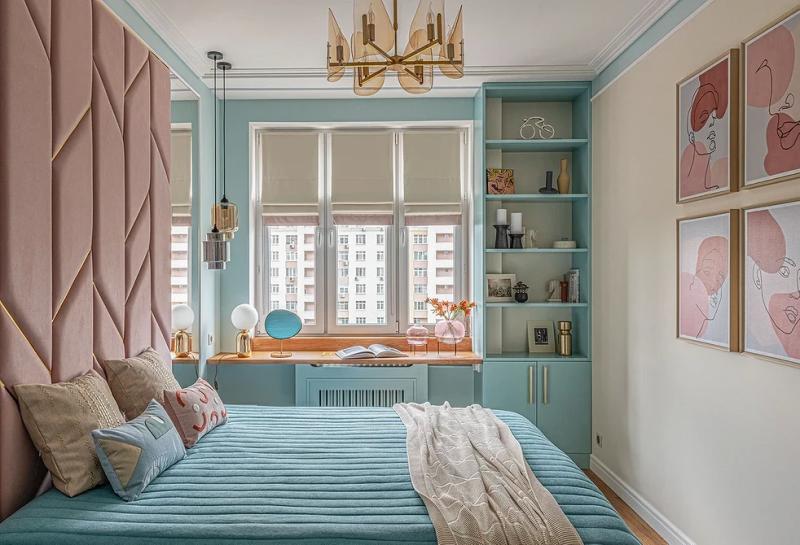 Голубая спальня: идеи оформления, подходящие стили и 110 фото