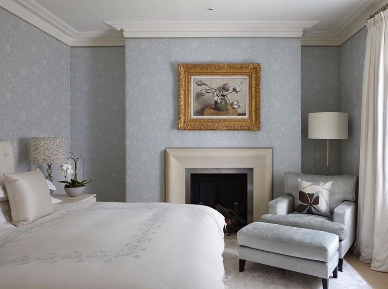 Голубая спальня: идеи оформления, подходящие стили и 110 фото