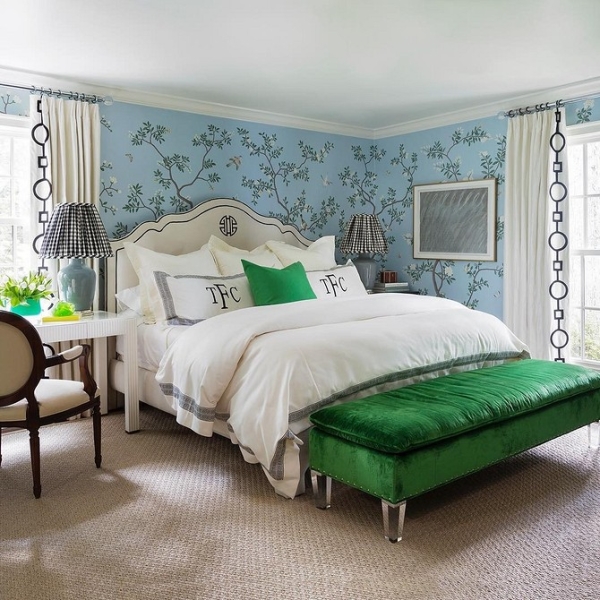 Голубая спальня: идеи оформления, подходящие стили и 110 фото