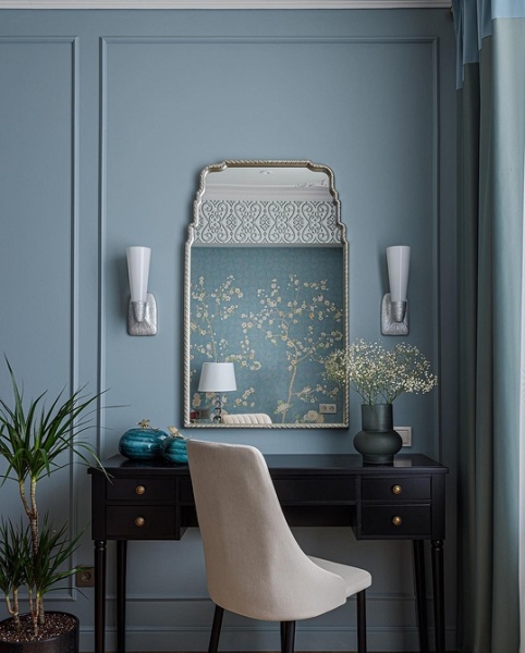 Голубая спальня: идеи оформления, подходящие стили и 110 фото