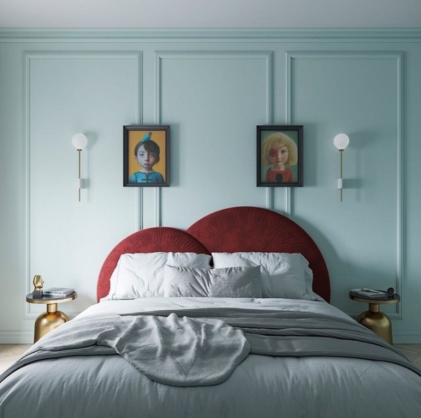 Голубая спальня: идеи оформления, подходящие стили и 110 фото
