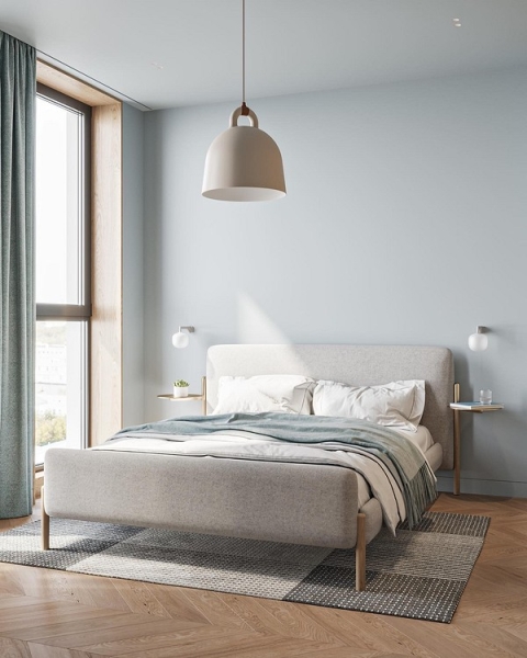 Голубая спальня: идеи оформления, подходящие стили и 110 фото