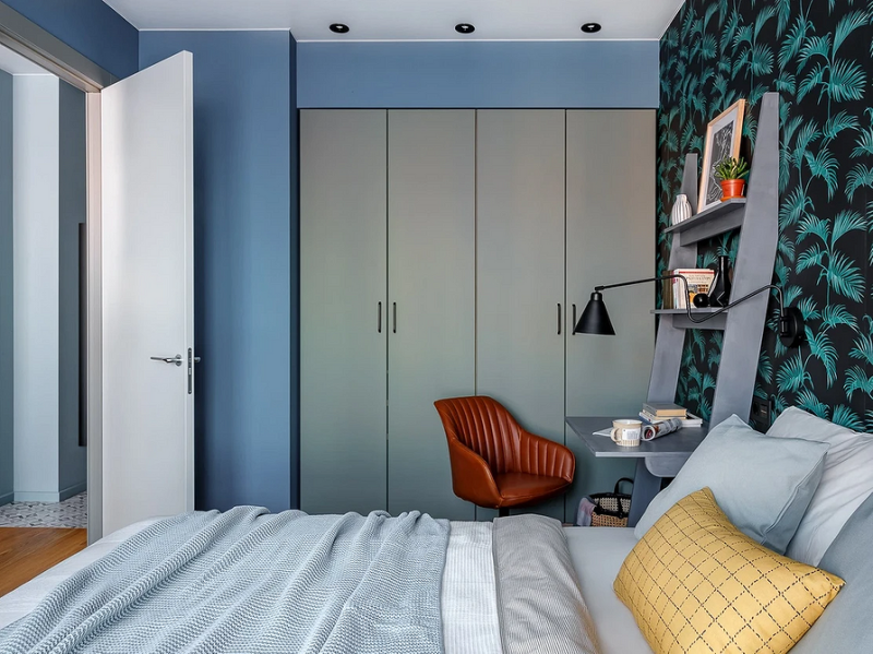 Голубая спальня: идеи оформления, подходящие стили и 110 фото