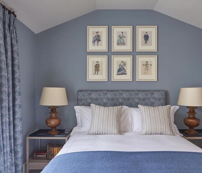 Голубая спальня: идеи оформления, подходящие стили и 110 фото