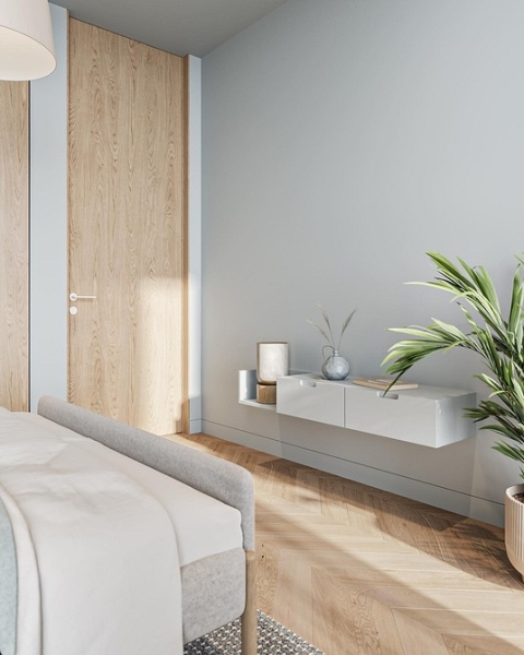 Голубая спальня: идеи оформления, подходящие стили и 110 фото