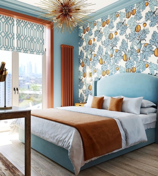 Голубая спальня: идеи оформления, подходящие стили и 110 фото