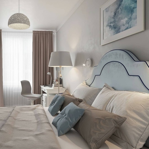Голубая спальня: идеи оформления, подходящие стили и 110 фото