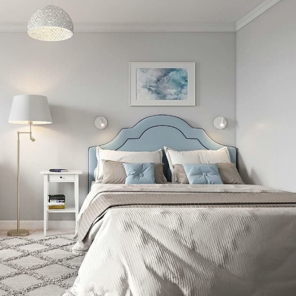 Голубая спальня: идеи оформления, подходящие стили и 110 фото