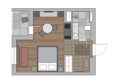 История и современность: квартира 27 кв. м в Санкт-Петербурге, где уместили все