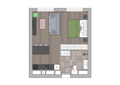 Из однушки в студию: квартира 38 кв. м с практичным и стильным интерьером