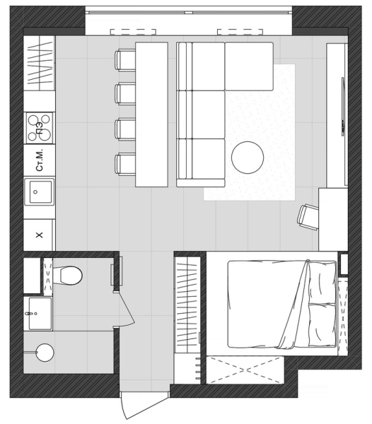 Лаконичная квартира 38 м² с видом на «Лосиный остров»