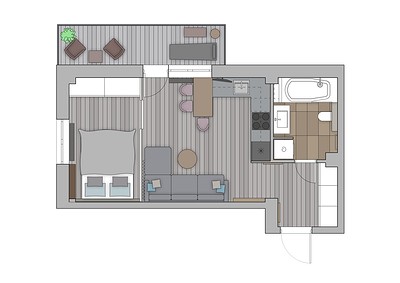 На Красной Поляне: однокомнатная квартира 38 кв. м с балконом мечты