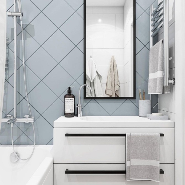 Плитка в маленькую ванную: советы по выбору, варианты дизайна и 107 фото