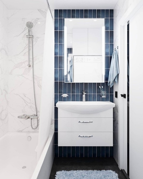 Плитка в маленькую ванную: советы по выбору, варианты дизайна и 107 фото