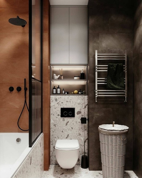 Плитка в маленькую ванную: советы по выбору, варианты дизайна и 107 фото