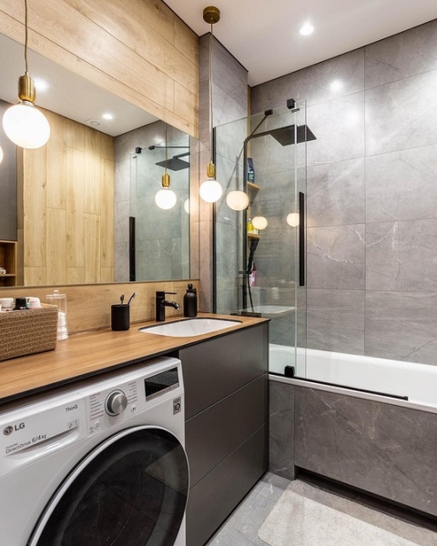 
                                Серая ванная: советы по обустройству, цветовые схемы и 97 стильных фото                            