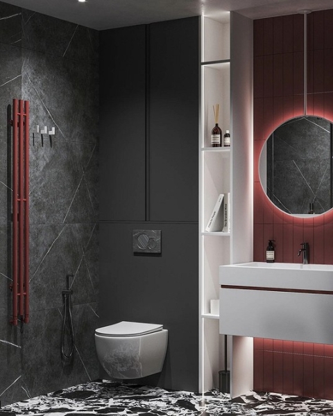 
                                Серая ванная: советы по обустройству, цветовые схемы и 97 стильных фото                            