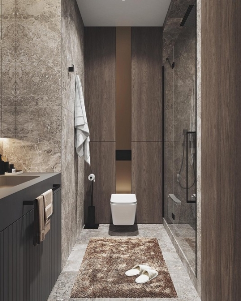 
                                Серая ванная: советы по обустройству, цветовые схемы и 97 стильных фото                            