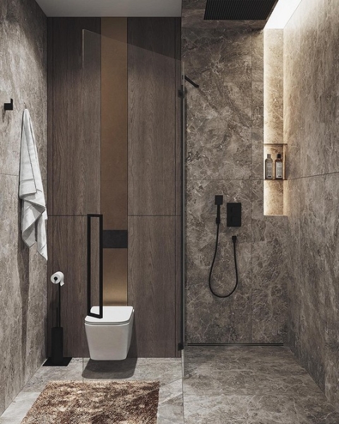 
                                Серая ванная: советы по обустройству, цветовые схемы и 97 стильных фото                            