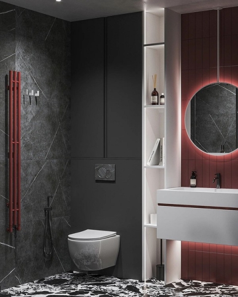 
                                Серая ванная: советы по обустройству, цветовые схемы и 97 стильных фото                            