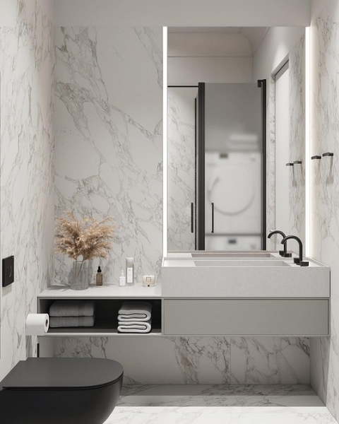 
                                Серая ванная: советы по обустройству, цветовые схемы и 97 стильных фото                            