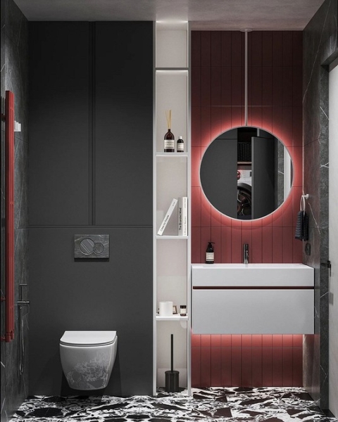 
                                Серая ванная: советы по обустройству, цветовые схемы и 97 стильных фото                            