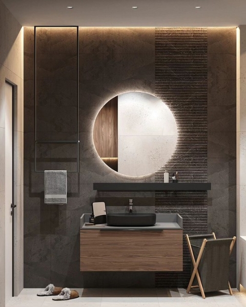 
                                Серая ванная: советы по обустройству, цветовые схемы и 97 стильных фото                            