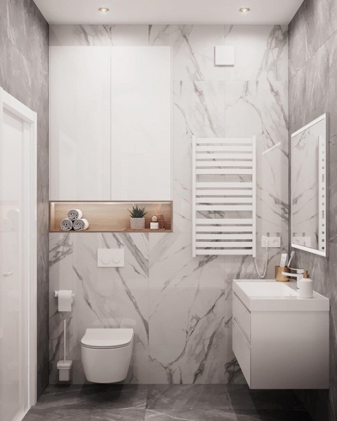 
                                Серая ванная: советы по обустройству, цветовые схемы и 97 стильных фото                            