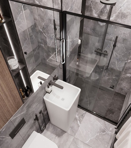 
                                Серая ванная: советы по обустройству, цветовые схемы и 97 стильных фото                            