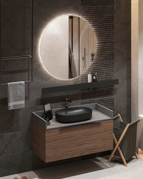 
                                Серая ванная: советы по обустройству, цветовые схемы и 97 стильных фото                            