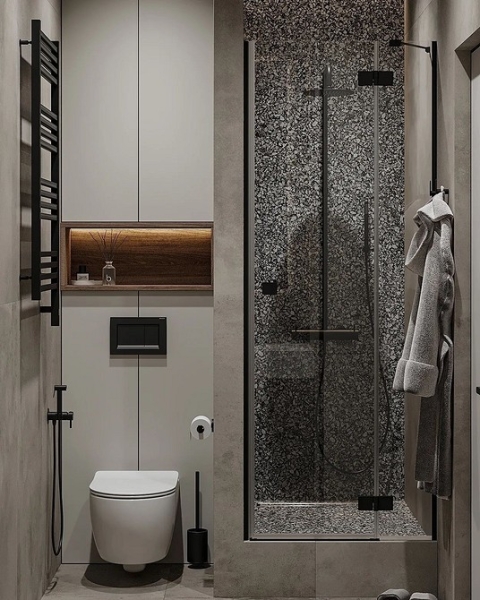 
                                Серая ванная: советы по обустройству, цветовые схемы и 97 стильных фото                            