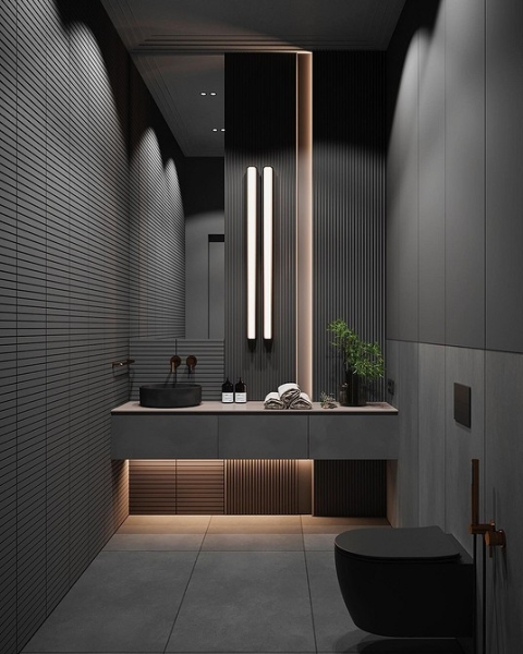 
                                Серая ванная: советы по обустройству, цветовые схемы и 97 стильных фото                            