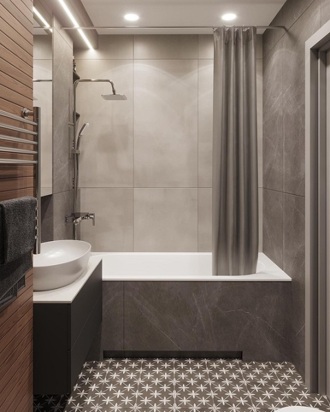 
                                Серая ванная: советы по обустройству, цветовые схемы и 97 стильных фото                            