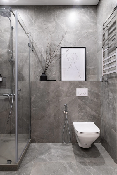 
                                Серая ванная: советы по обустройству, цветовые схемы и 97 стильных фото                            