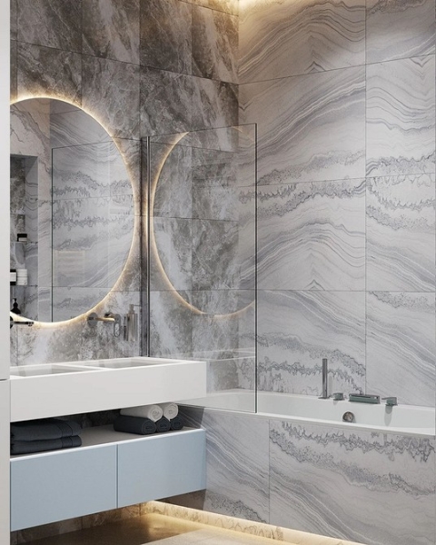 
                                Серая ванная: советы по обустройству, цветовые схемы и 97 стильных фото                            