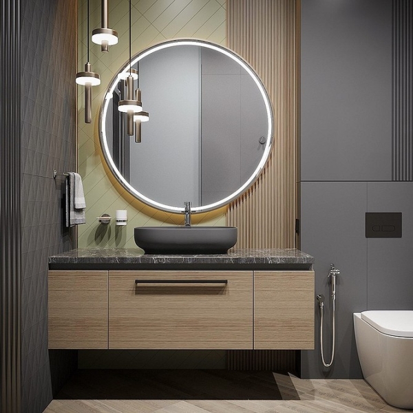 
                                Серая ванная: советы по обустройству, цветовые схемы и 97 стильных фото                            