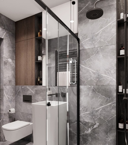 
                                Серая ванная: советы по обустройству, цветовые схемы и 97 стильных фото                            