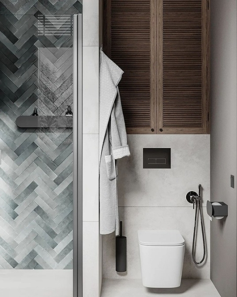 
                                Серая ванная: советы по обустройству, цветовые схемы и 97 стильных фото                            