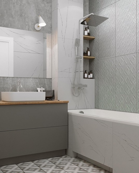 
                                Серая ванная: советы по обустройству, цветовые схемы и 97 стильных фото                            