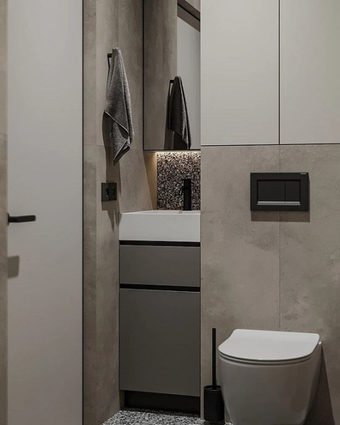 
                                Серая ванная: советы по обустройству, цветовые схемы и 97 стильных фото                            