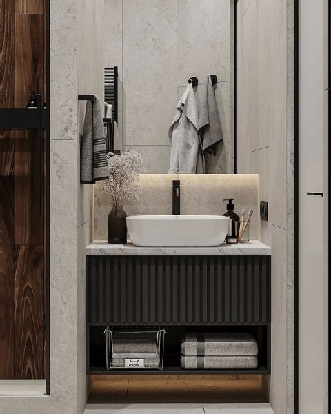 
                                Серая ванная: советы по обустройству, цветовые схемы и 97 стильных фото                            