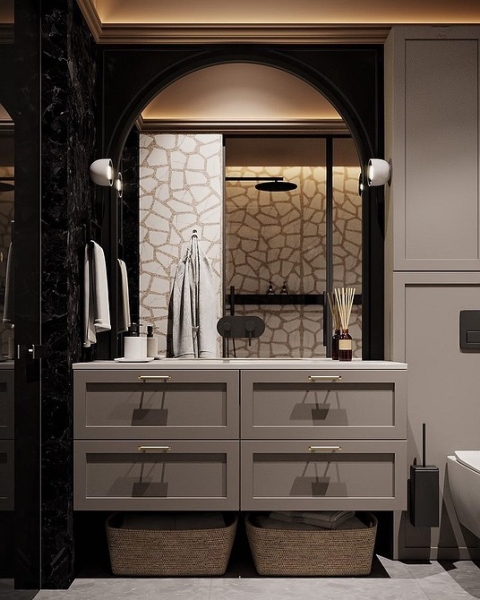 
                                Серая ванная: советы по обустройству, цветовые схемы и 97 стильных фото                            