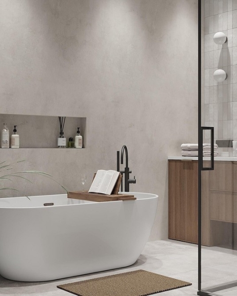 
                                Серая ванная: советы по обустройству, цветовые схемы и 97 стильных фото                            