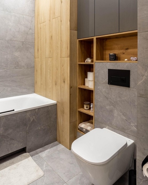 
                                Серая ванная: советы по обустройству, цветовые схемы и 97 стильных фото                            