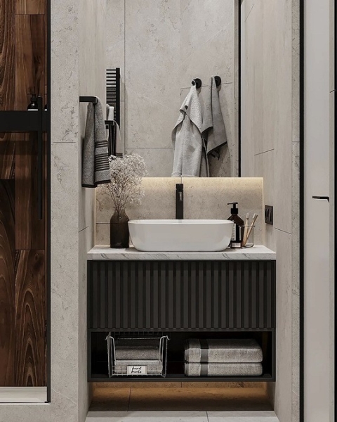 
                                Серая ванная: советы по обустройству, цветовые схемы и 97 стильных фото                            