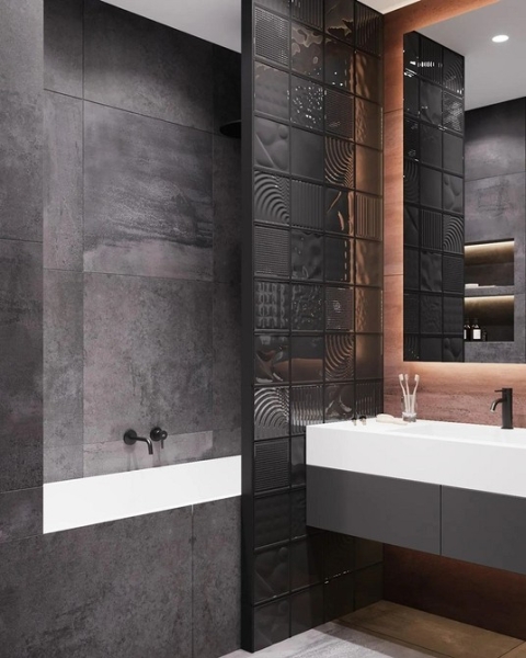 
                                Серая ванная: советы по обустройству, цветовые схемы и 97 стильных фото                            