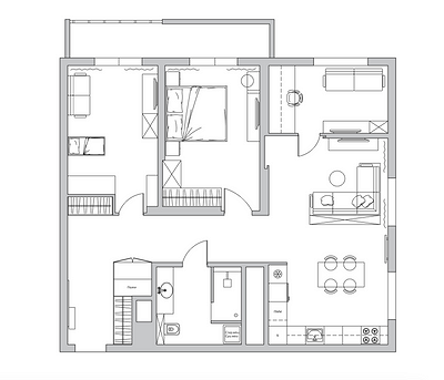 Улучшили планировку и создали крутой интерьер для молодой пары: квартира в Казани