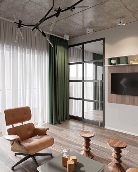 Зеленые шторы в интерьере: советы по выбору и идеи для разных комнат (67 фото)