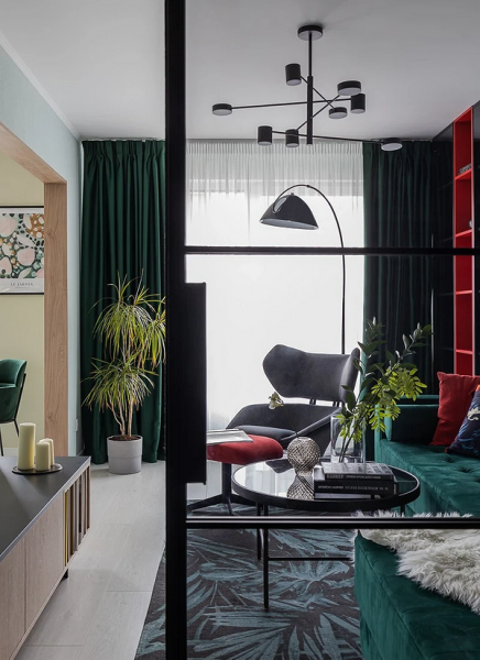 Зеленые шторы в интерьере: советы по выбору и идеи для разных комнат (67 фото)